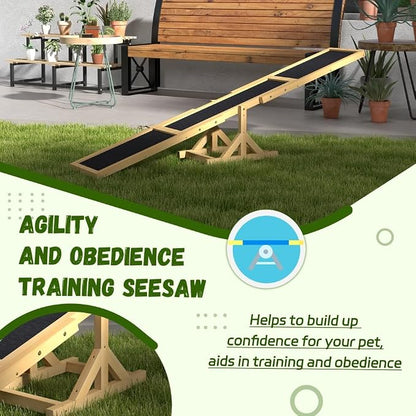 71" Dog Agility Seesaw Outdoor for Training and Exercise, Wooden Platform Dog - Image 4