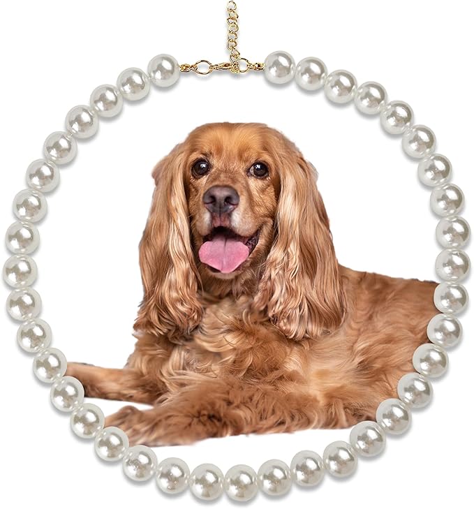 Chunky Pearl Dog Collar Large Breed, Adjustable Dog Necklace, Beaded Dog Collar by MLUOVI