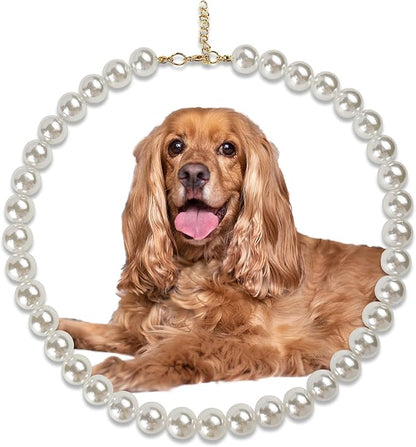 Chunky Pearl Dog Collar Large Breed, Adjustable Dog Necklace, Beaded Dog Collar by MLUOVI