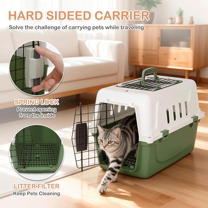 MoNiBloom 18-Inch 2-Door Top Loading Cat Carrier, Plastic Dog Crate Hard-Sided - Image 3