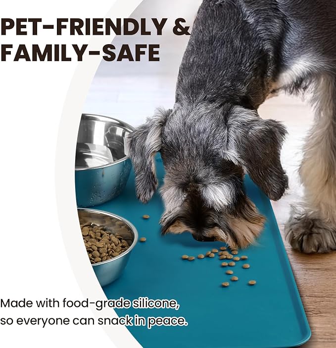 VIVAGLORY Dog Food Mat Flexmat Dog Bowl Mat, Placemat Food Tray - Image 3