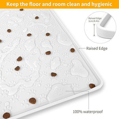 Ptlom Pet Placemat for Dog and Cat, Waterproof Silicone Pet Feeding Bowl Mats - Image 6