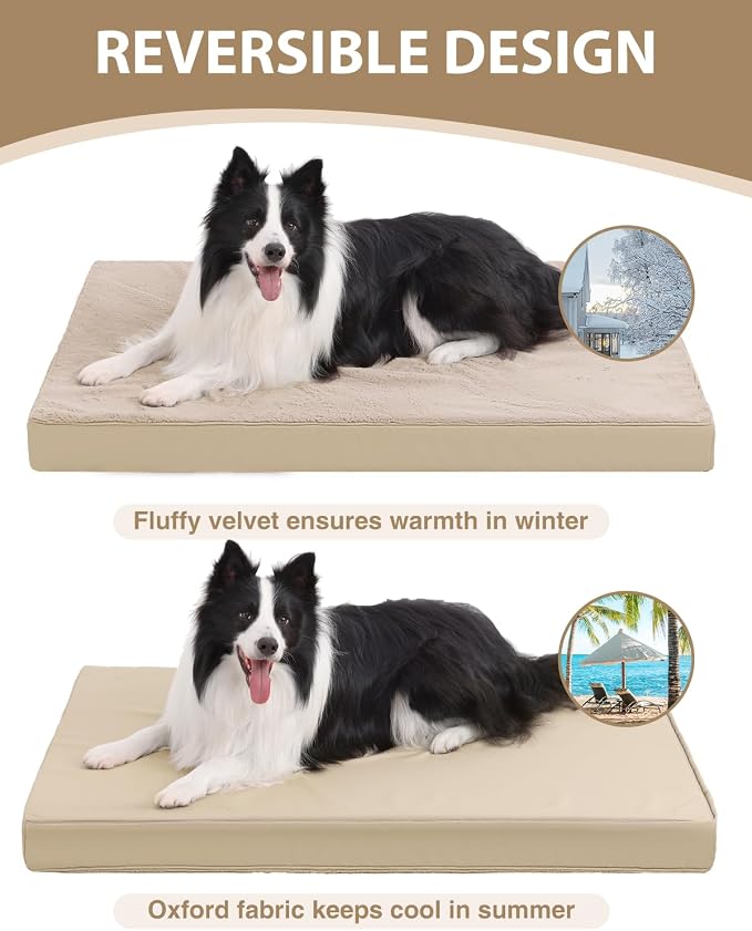 KSIIA Orthopedic Dog Bed Crate Waterproof Pet Mats - Image 4