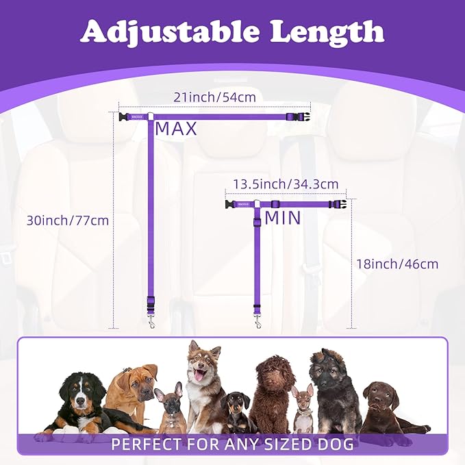 BWOGUE Pet Dog Cat Seat Belts, Car Headrest Restraint Adjustable Safety Leads - Image 4