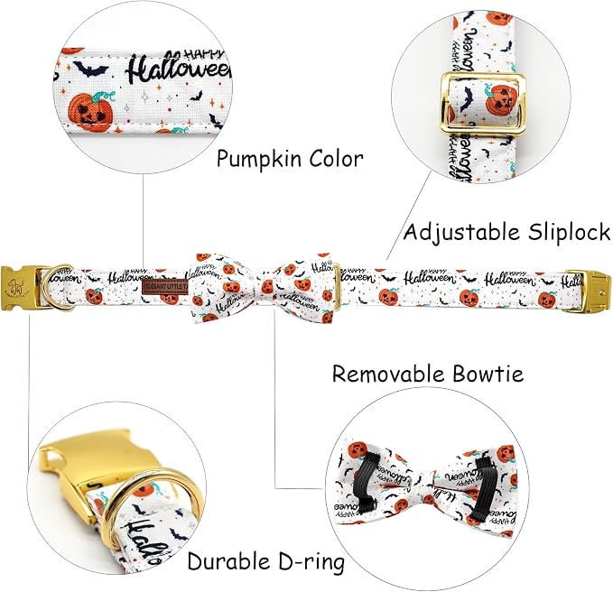Halloween Dog Collar, Pet Collar Bow Pumpkin Pet Collar Girl Boy Bow Dog - Image 2