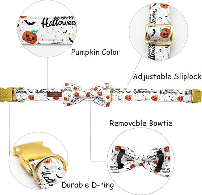 Halloween Dog Collar, Pet Collar Bow Pumpkin Pet Collar Girl Boy Bow Dog - Image 2