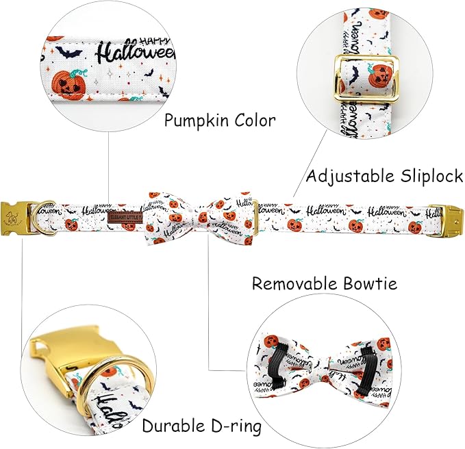 Halloween Dog Collar, Pet Collar Bow Pumpkin Pet Collar Girl Boy Holiday - Image 2