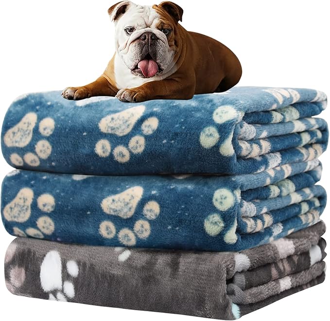 Rezutan Dog Blankets for Medium Pet, 3 Pack Blanket Fuzzy Cat Blankets Washable by Rezutan