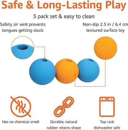 Amazon Basics Interactive Bouncy Supreme Durable Natural Rubber Dog Toy Balls - Image 2