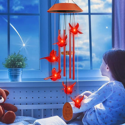 Cardinal Solar Wind Chimes Outdoor, Cardinal Bird Wind Chime Light - Image 6