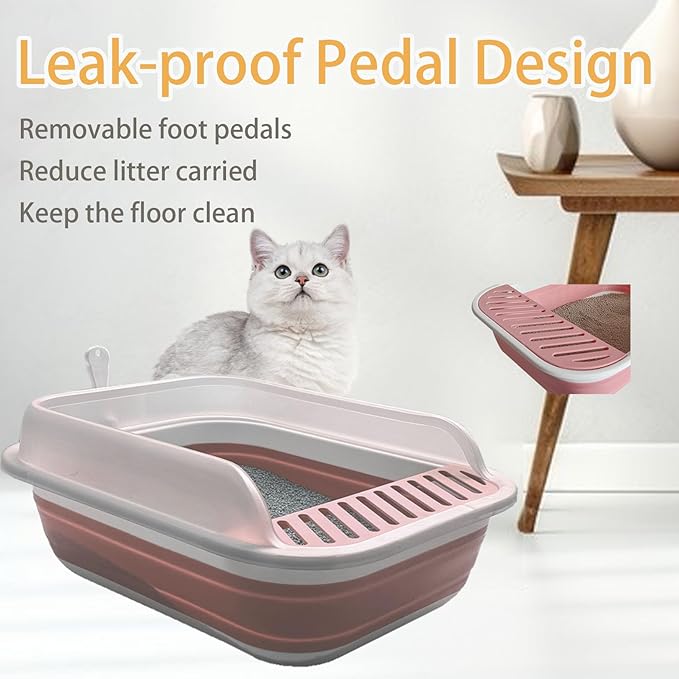 Low Entry Kitten Litter Box, Collapsible Cat Litter Box, Open Small Cat - Image 7