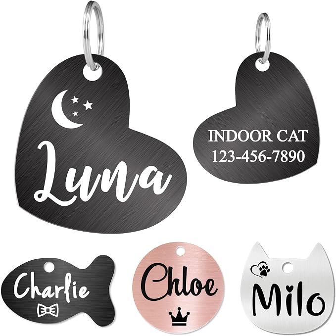 Ultra Joys Cat ID Tag Personalized Pet Tags, Durable Stainless Steel Small Pet by UltraJoys