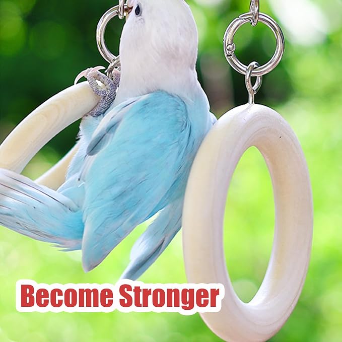 Bird Swing Rings for Cage, Hanging Bird Toys Natural Wooden, Bird Perch - Image 3