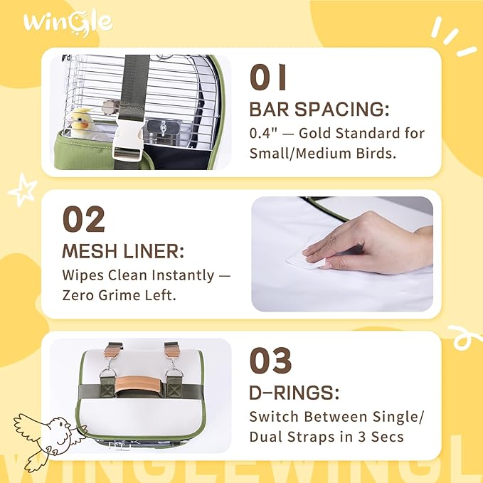 Bird Carrier Travel Cage and Cover 12in Small Bird Cage 4 in 1 Bird Backpack - Image 4