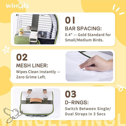 Bird Carrier Travel Cage and Cover 12in Small Bird Cage 4 in 1 Bird Backpack - Image 4