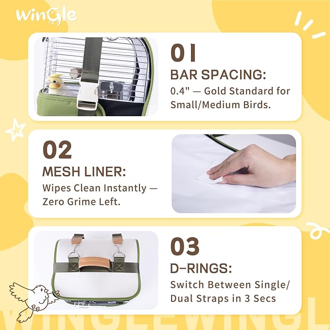 Bird Carrier Travel Cage 12in Small Bird Cage 4 in 1 Bird Backpack - Image 5