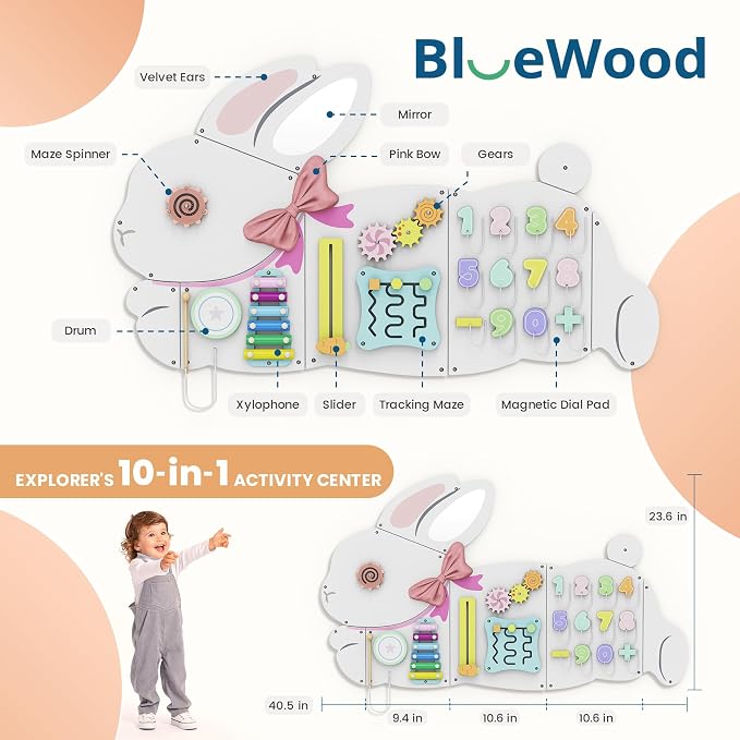 BlueWood Wooden Wall Busy Board Panels, Toddler Learning Activity Center - Image 2