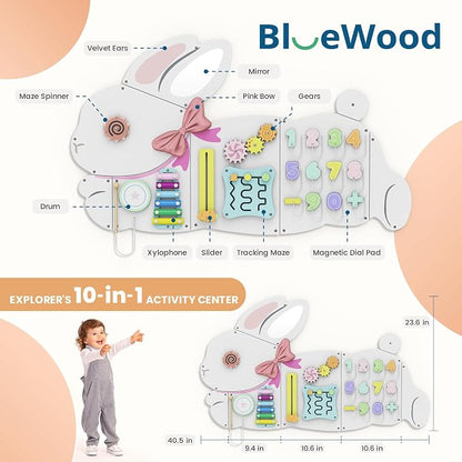 BlueWood Wooden Wall Busy Board Panels, Toddler Learning Activity Center - Image 2