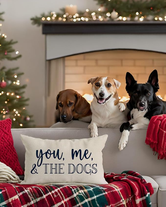 PANDICORN You Me & The Dogs Lumbar Throw Pillow Covers 12x20 Inch Outdoor - Image 3