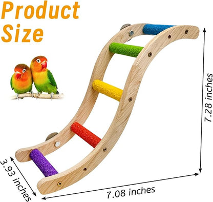 Hamiledyi Nature Wooden Bird Ladder Pet Parrots Climb Bridge Exercise Stands - Image 3
