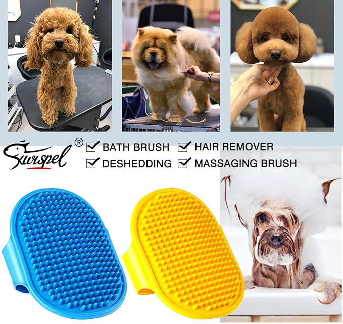 Dog Grooming Brush, Pet Shampoo Bath Brush Shedding Soothing Massage Rubber Comb - Image 7
