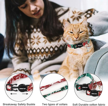 ARING PET 2 Pack Christmas Cat Collars-Cute Cat Collar Breakaway - Image 2