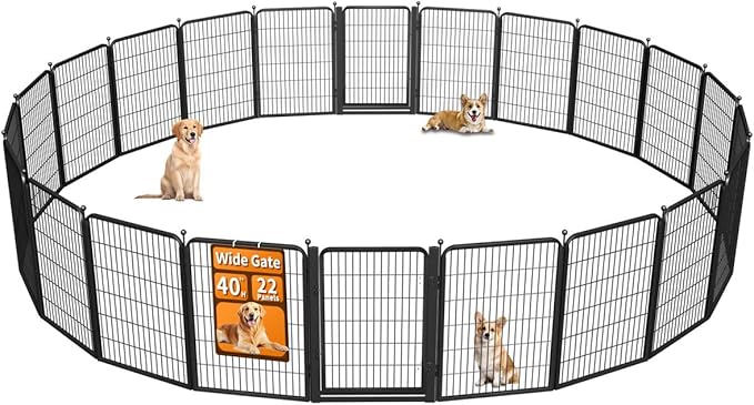 Wide Gate Dog Fence Outdoor Pens Outside, Portable Dog Play Pen 40" H 22 Panels by Unknown