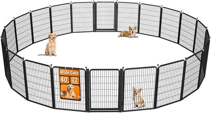 Wide Gate Dog Fence Outdoor Pens Outside, Portable Dog Play Pen 40" H 22 Panels by Unknown