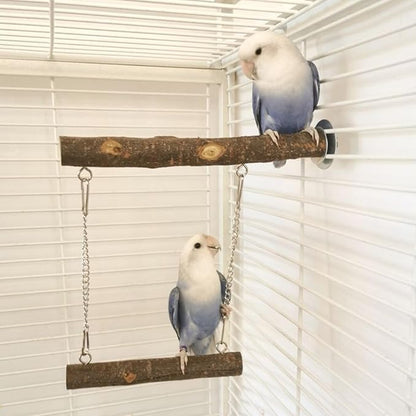 Bird Swing, Parrot Perch Stand Natural Wood Stand Parrot Cage Toys - Image 6