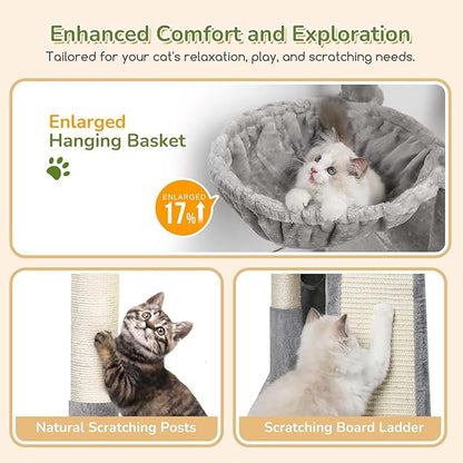 Globlazer Cat Tower for Multiple Indoor Cats, 52 inch Heavy Duty Cat Tree - Image 4