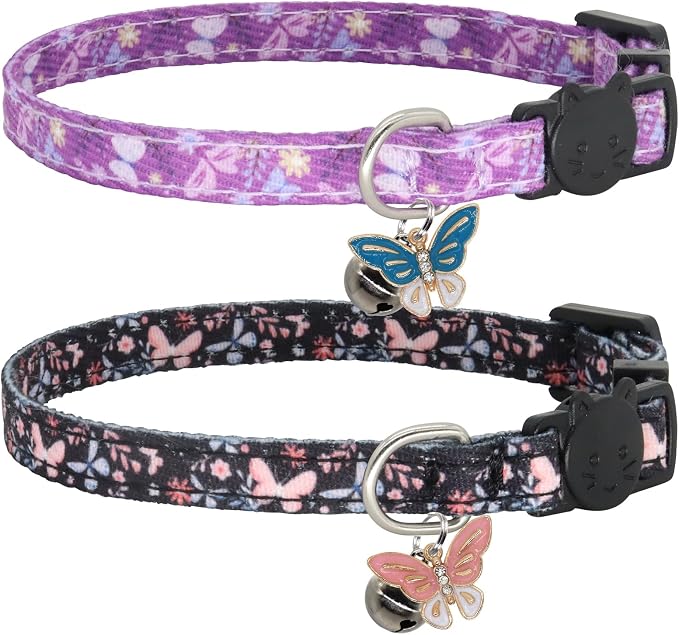 Cat Collar Breakaway, 2 Pack Cotton Cats Collars by Giecooh