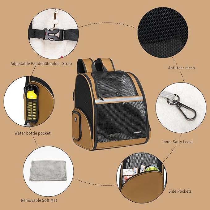 Cat Backpack Carrier for Small Dogs and Medium cat Puppy Kitten Bunny Pet - Image 7