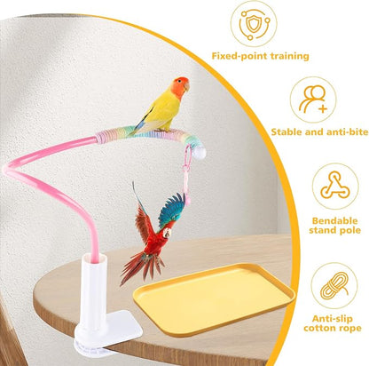 Bird Perch Stand, Bendable Desktop Parrot Training Stand - Image 3