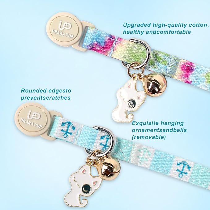 Cat Collar, 2 Pack Cat Collars Cute Breakaway Tiedye Cat Collar - Image 3