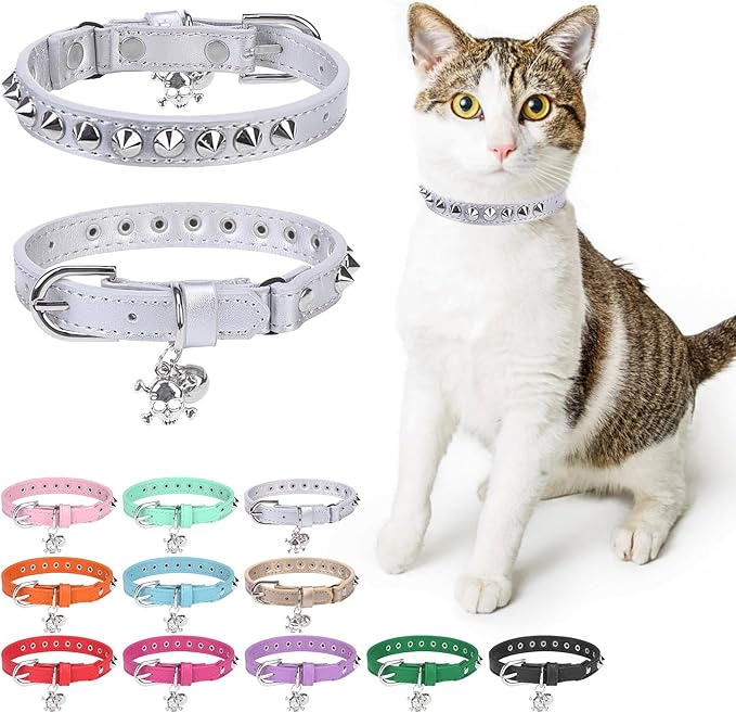 Leather Cat Collars for Boy Girl Cats by DILLYBUD