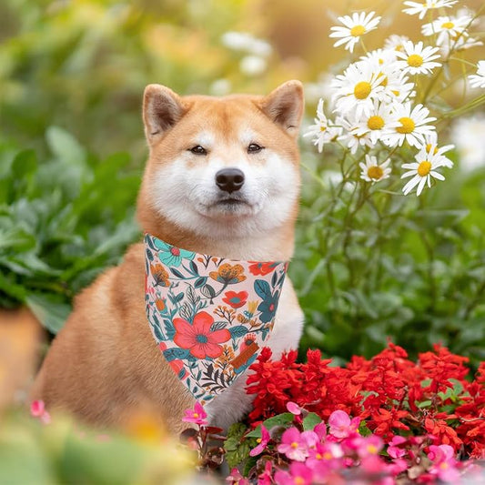 PTDECOR Flower Dog Bandana, Triangle Pet Bandanas - Image 2