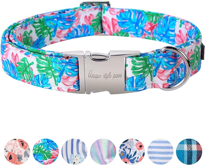 Unique Style Paws Metal Buckle Painting Banana Leaves Collar Gift by Uniquestylepaws