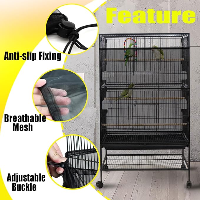 Bird Cage Seed Catcher Large Bird Cage Cover 118 * 31 inches Adjustable Net - Image 4