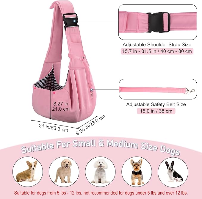 PETLOFT Reversible Dog Cat Sling Carrier, Small Dog Carrier, Adjustable Dog - Image 2