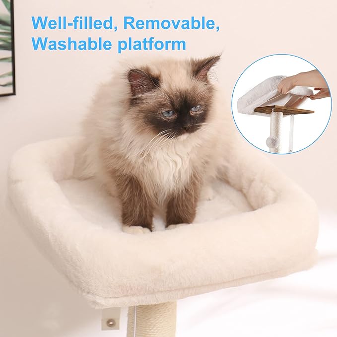 Hey-brother Cat Tree with XL Litter Box Enclosure, All-in-one Cat Tower - Image 5