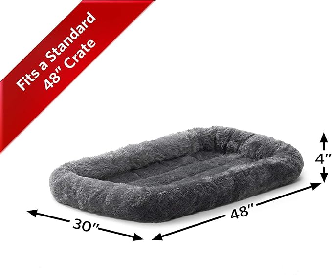 MidWest Homes for Pets QuietTime Dog Bed – Gray Faux Fur Bolster, Ultra-Soft - Image 2