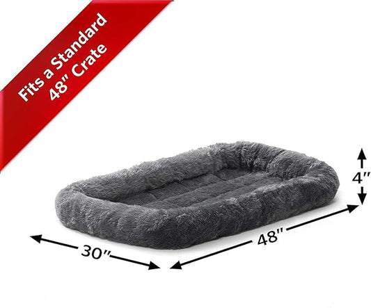 MidWest Homes for Pets QuietTime Dog Bed – Gray Faux Fur Bolster, Ultra-Soft - Image 2