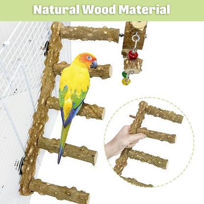 BNOSDM Natural Wood Bird Ladder Perch - Image 6