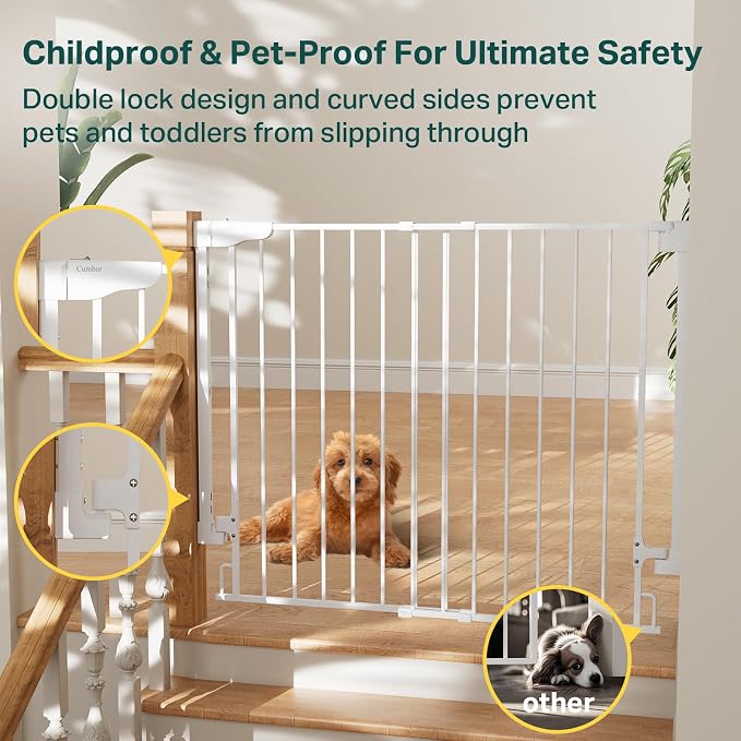 Cumbor 34" Extra Tall No Bottom Bar Baby Gate - Image 8