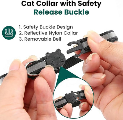 Cat Collar with AirTag Holders, Reflective Breakaway Safety Collars, Bells and - Image 7