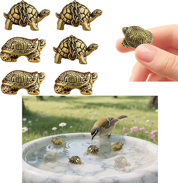 6 Pcs Copper Bath Disks Ornaments Mini Turtle Shape, Retro Copper Birdbath by Unknown