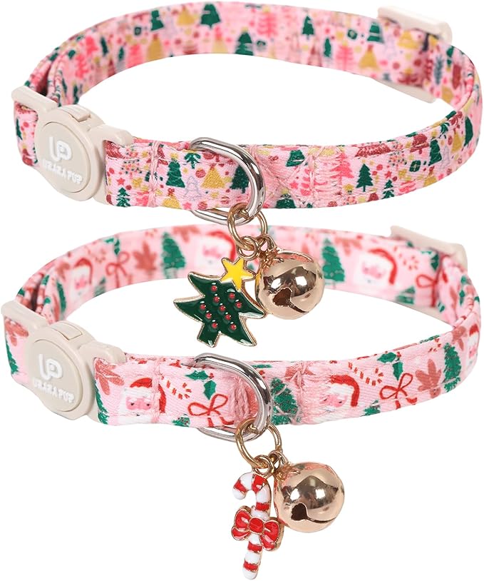 Cat Collar-2Pack Autumn Orange Plaid Kitten Collars-Halloween Plaid Breakaway by UPURARAPUP