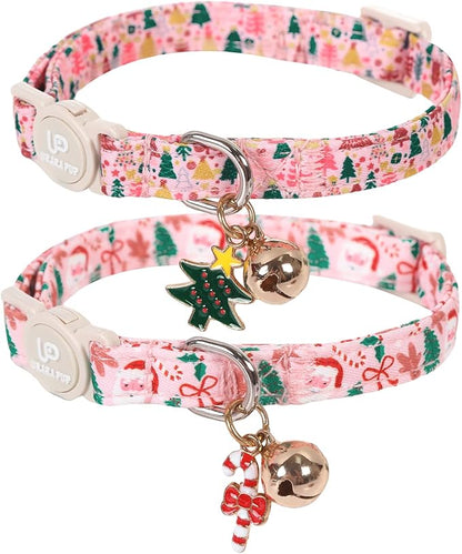 Cat Collar-2Pack Autumn Orange Plaid Kitten Collars-Halloween Plaid Breakaway by UPURARAPUP