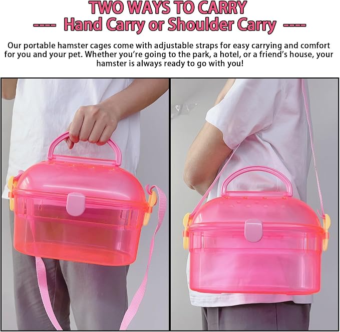kathson Portable Hamster Cage Dwarf Hamster Carry Case Syrian Hamster Carry - Image 4