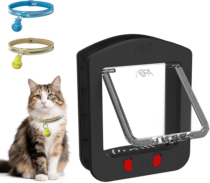 Cat Door for Interior Door and Exterior Door, 4 Way Locking Cat Door by LetYourPetsAdventuresBegi